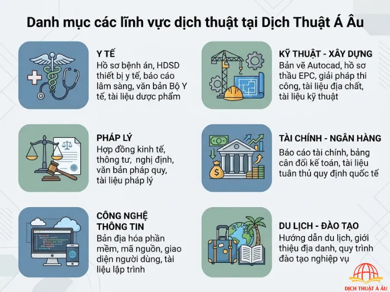 Danh mục các lĩnh vực dịch thuật chuyên sâu tại Dịch Thuật Á Âu