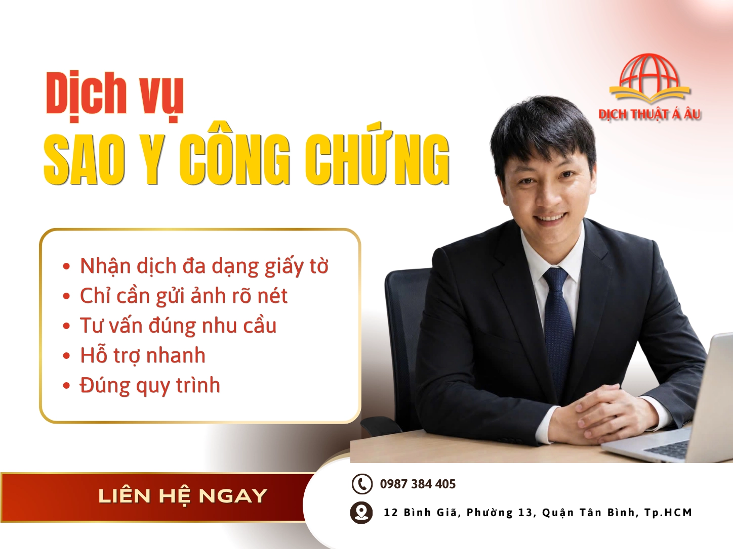 Đội ngũ DỊCH THUẬT Á ÂU tại văn phòng tiếp nhận hồ sơ